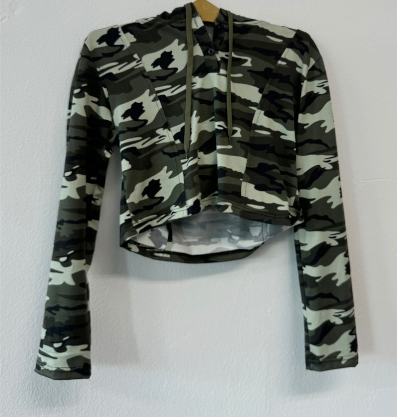 CROP MILITARY HOODIE💚🖤