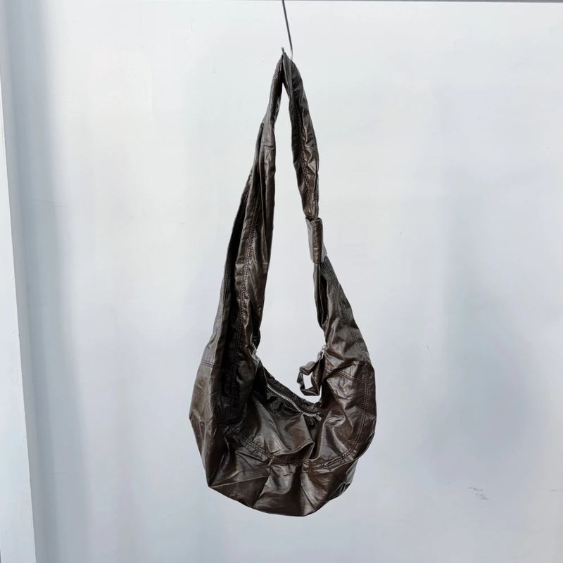 Wrinkled Leather Shoulder Bag