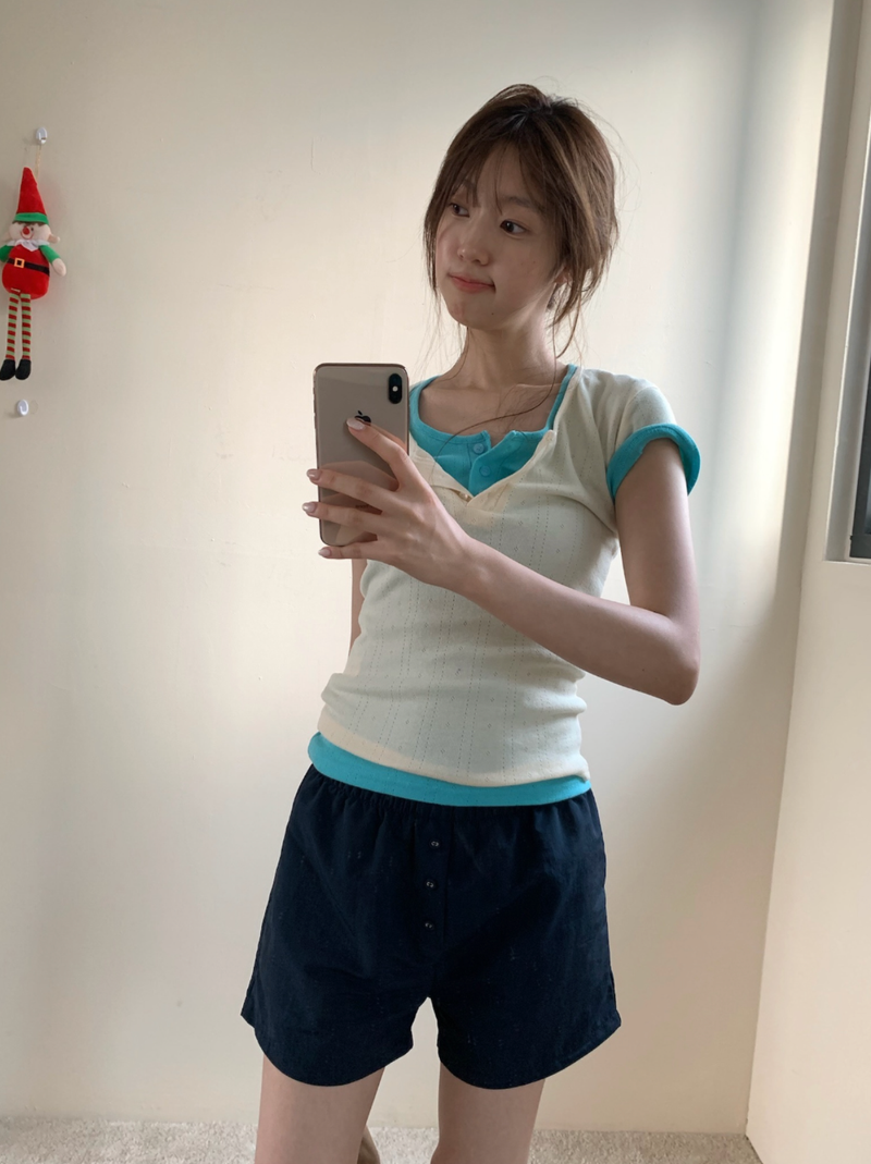 punching button short sleeve