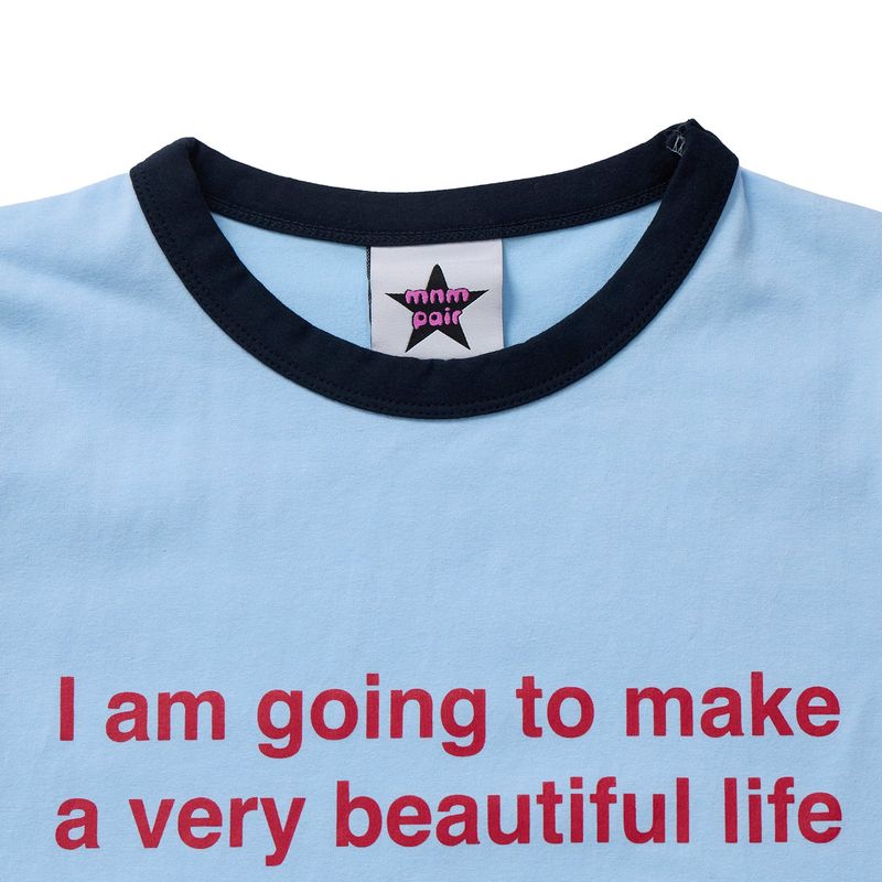 Beautiful Life Ringer Tee Blue