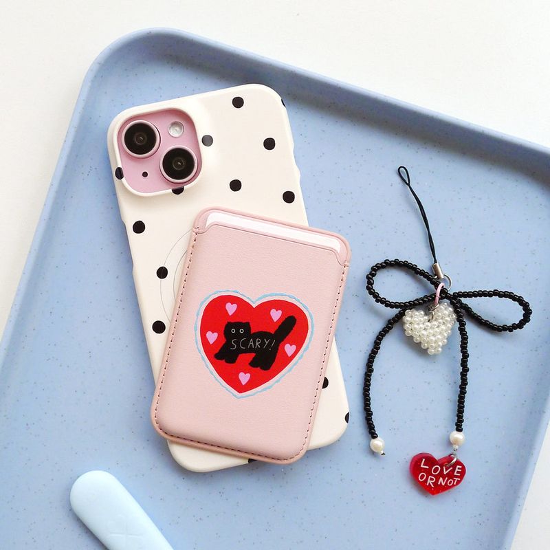 [MADE]Pink-Red Love-Scary Cat Magsafe Cardcase(3 Piece Storage)