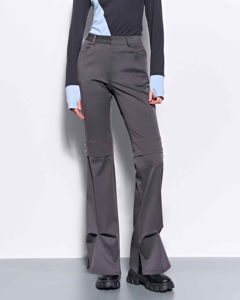 Pinched Slit Pants _ Grey