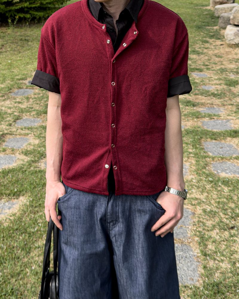 Ruric Rib Snap Half Sleeve Cardigan