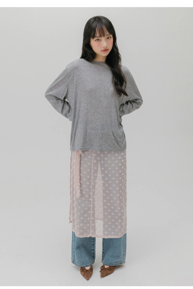 SEE THROUGH LIP T-SHIRT (GRAY)