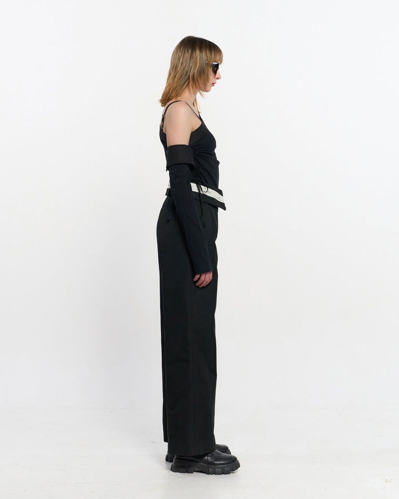  Fold Over Wide Slacks _ BLACK