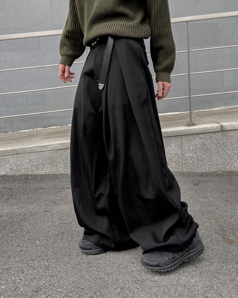 Ian Double-Pleat Wide Slacks