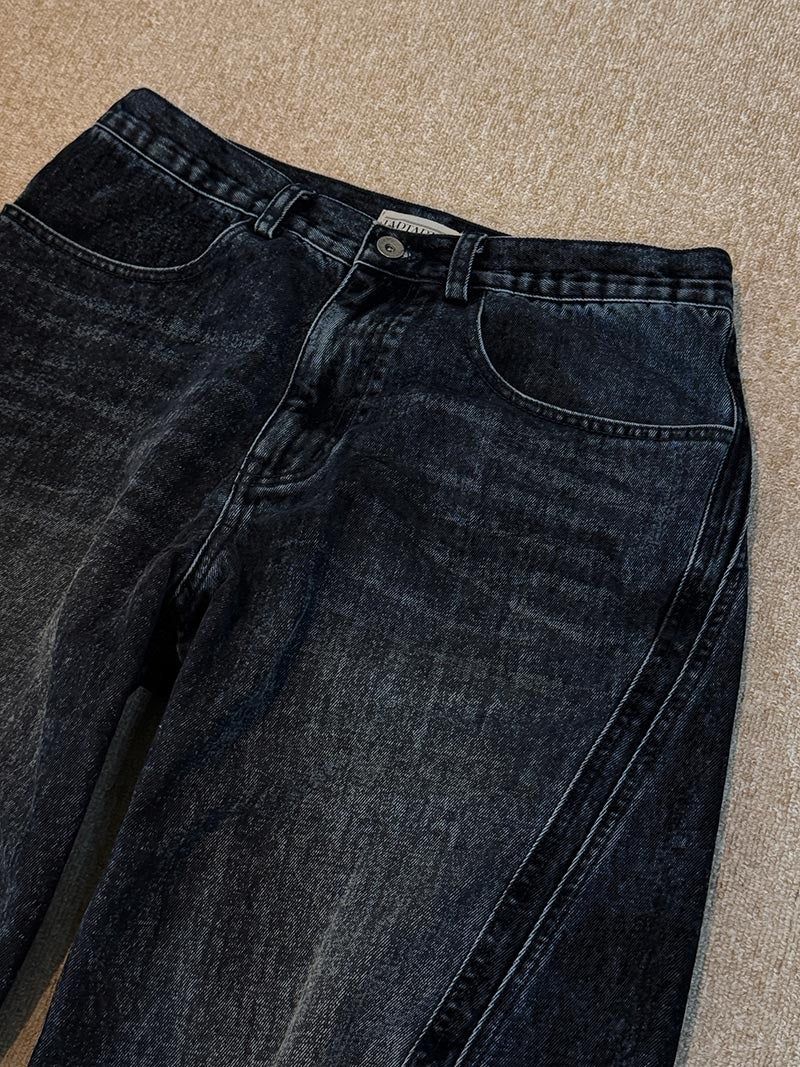 [Premium] Floppy Curved Denim Pants (Blue)