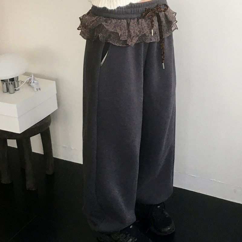 Shover leopard print chiffon layered jogger pants