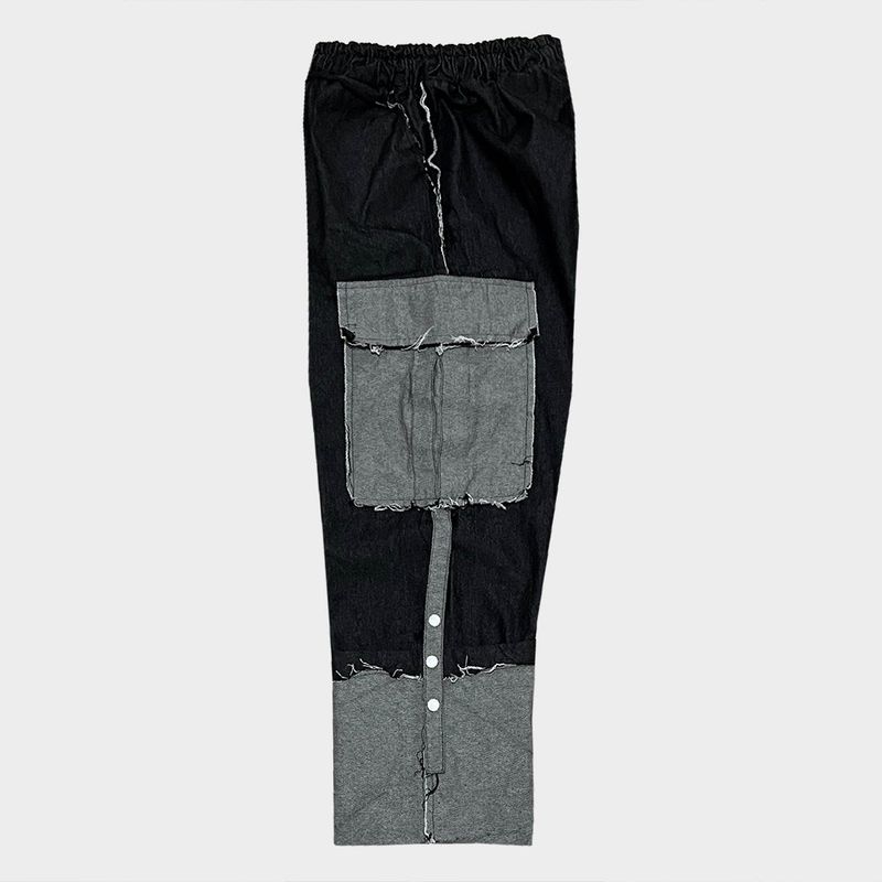 grunge roll-up denim pants_black