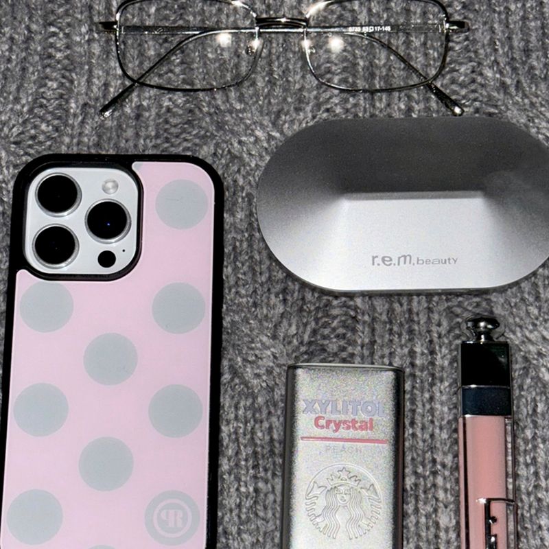 [MADE] L dot. (pinkgray) glass bumper iPhone case