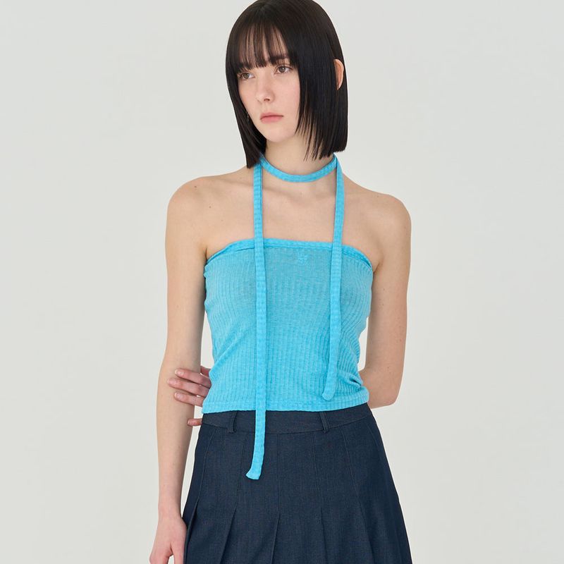 LOGO STRIPE STRAP TUBE TOP (BLUE)