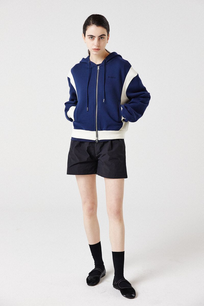 side-rib zip-up hoodie_navy/cream