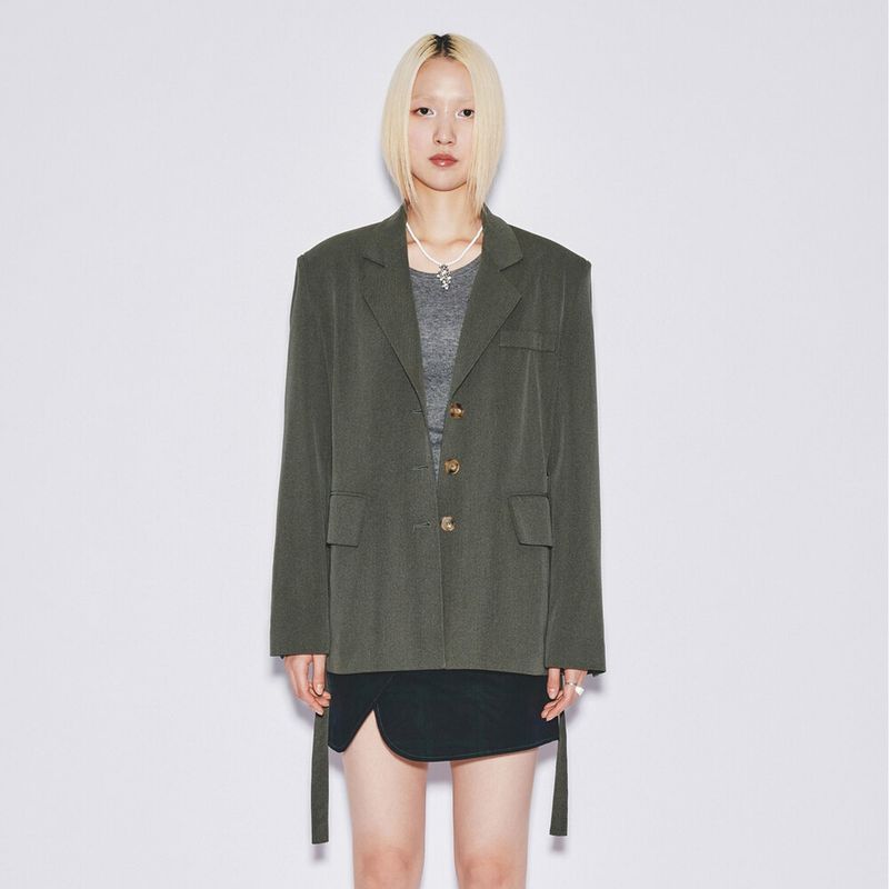 GYEOL（ギョル）の「Semi overfit belted jacket [Gloss green]（Jackets/Outerwear）」