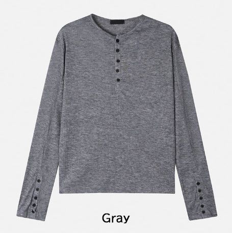 Div Ribbed Henley Neck Long Sleeve Tee 