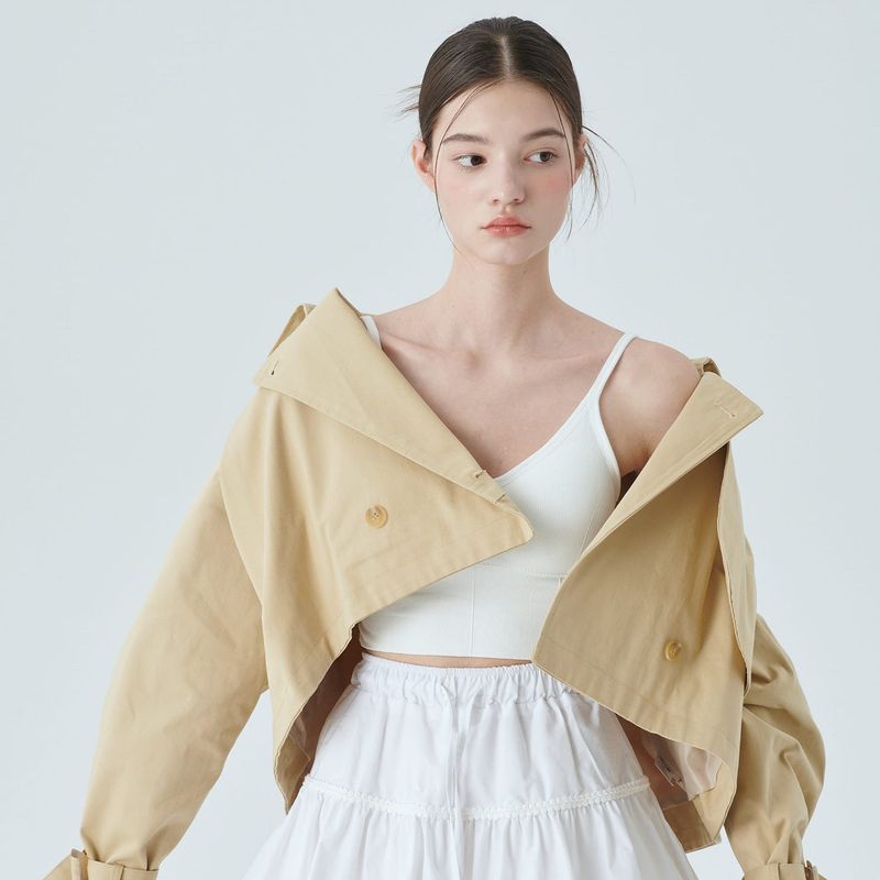 CROP TRENCH JACKET / BEGIE