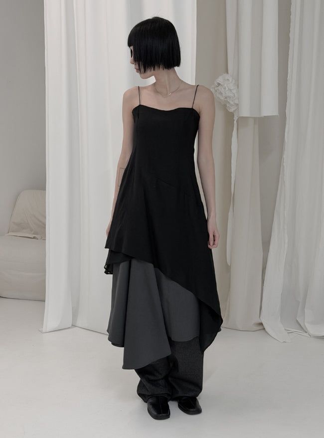Celer Layered Unbalanced Chiffon One Piece