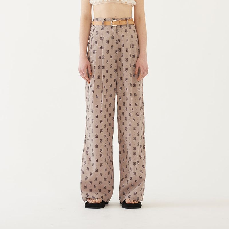 LOGO TWOTUCK WIDE PANTS (BEIGE)