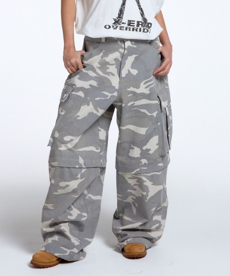 CONY CAMO 2-WAY CARGO PANTS / LIGHT GRAY