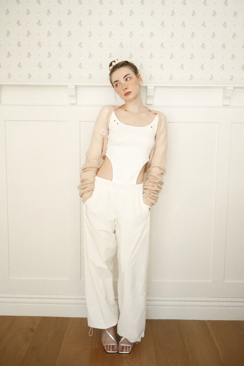 Side line track pants (ivory)