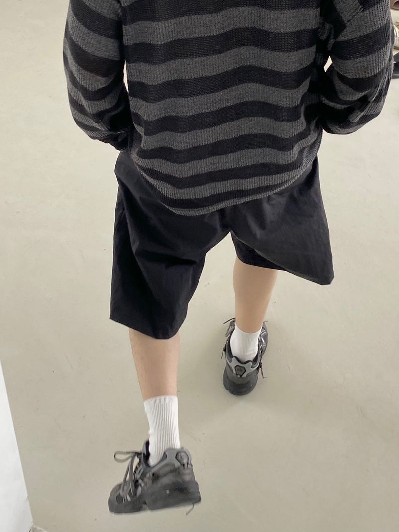 Nylon wide banding half pants 2C