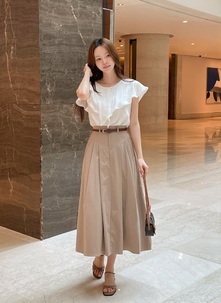 Gobel Lace Ruffle Linen Blouse
