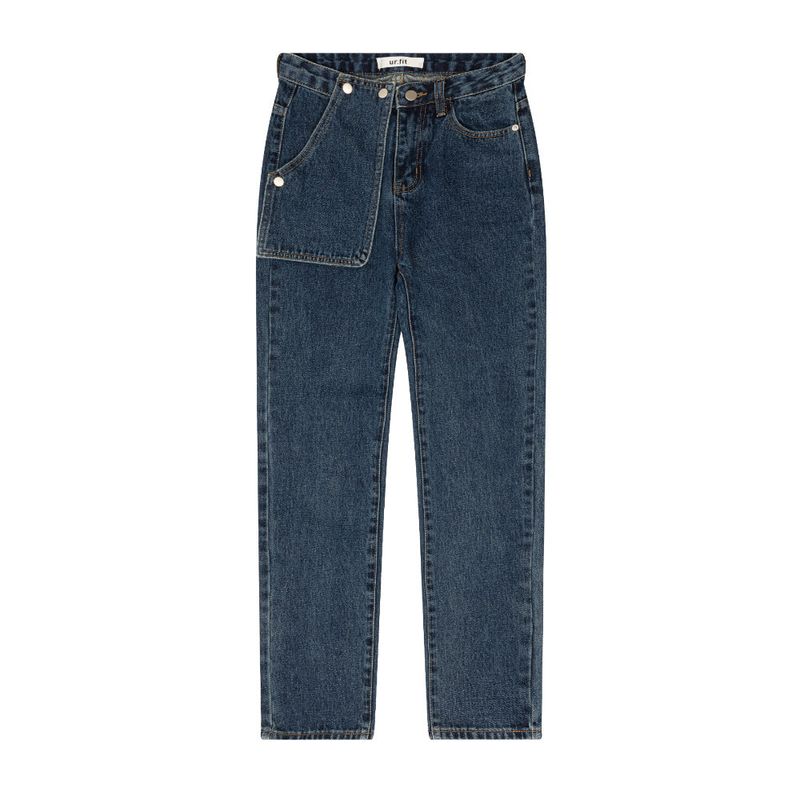 STRAIGHT FIT SNAP POCKET DENIM PANTS [6888]