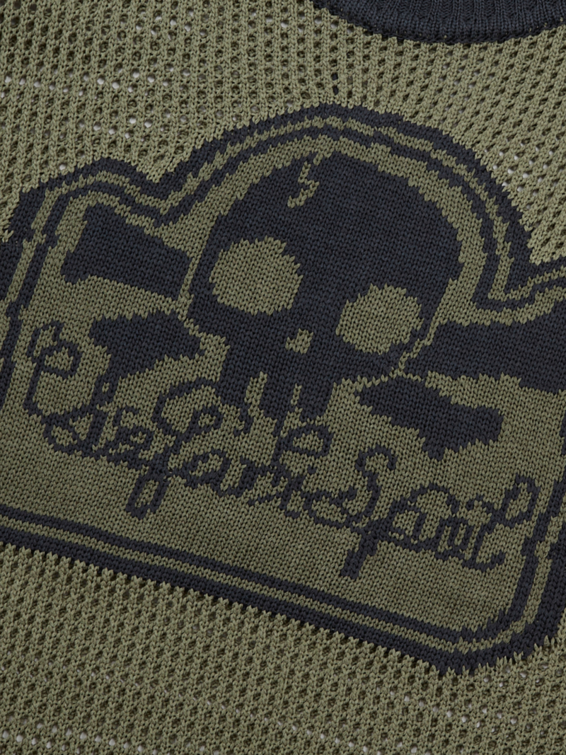 MULTI SKULL MESH KNIT (OLIVE/NAVY)