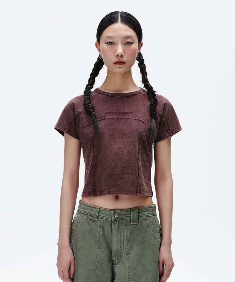 mahagrid(マハグリッド)の「WASHED CURVED TEE(Tops)」