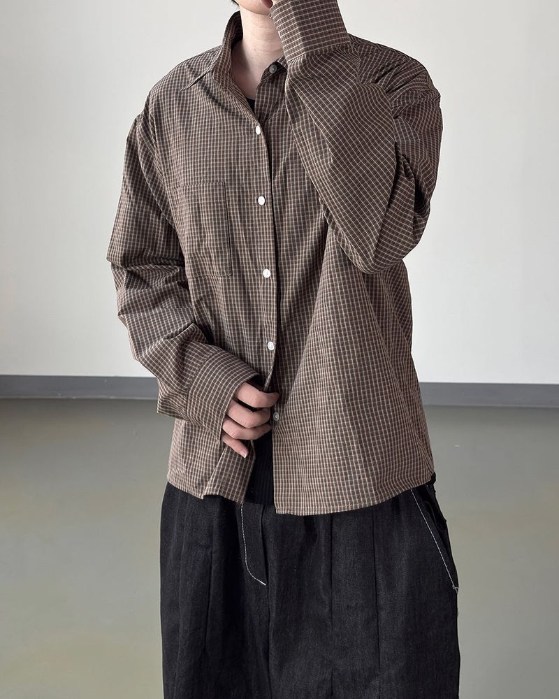 Neric Mini Check Cropped Shirt