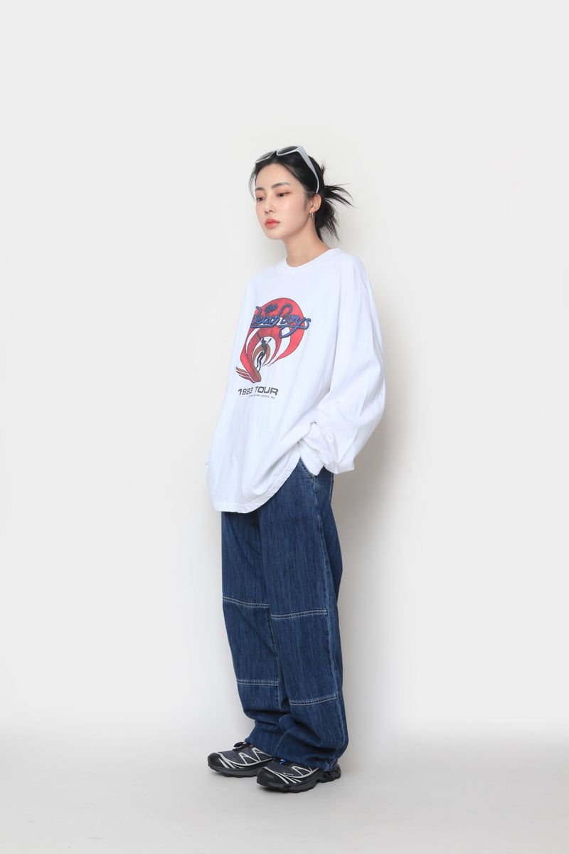 stitch work denim pants
