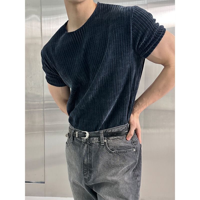 [MUSCLE FIT] Velvet cutting half knit(4color)