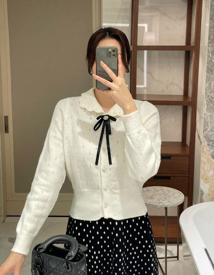 Lua Dot Knit Banding Flare Skirt