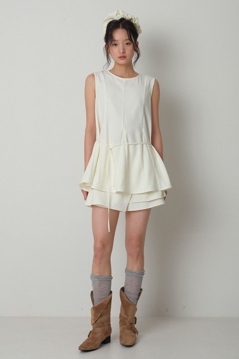 Scrunch Flare Sleeveless_Ivory