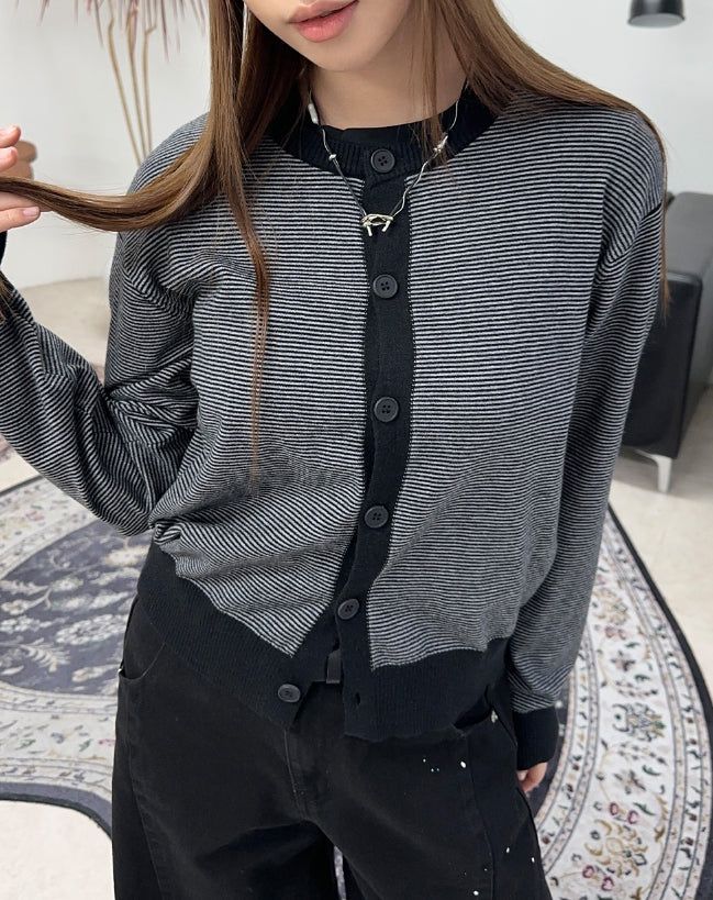 Pedin Striped Crop Cardigan