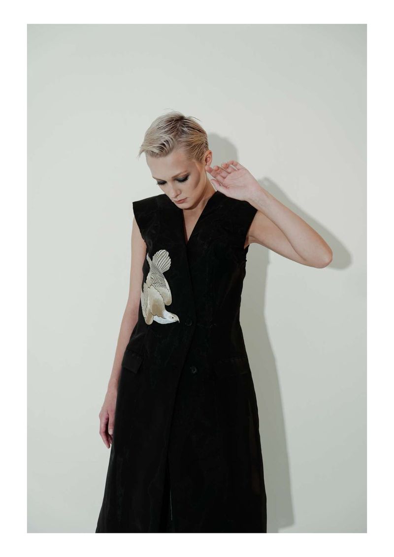 Embroidered Crinoline Tailored Dress
