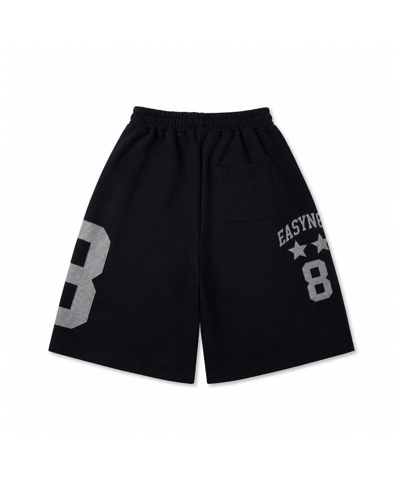 Numbering Patch Bermuda Sweat Pants - Black