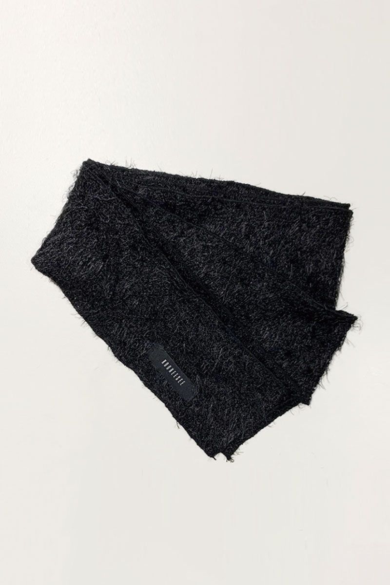 Hairy Knit Muffler Scarf (Black)