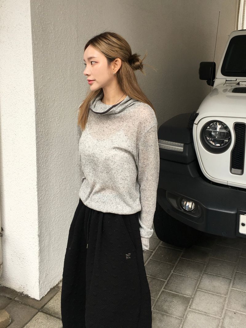 Slender Button Hoodie Knit (3c)