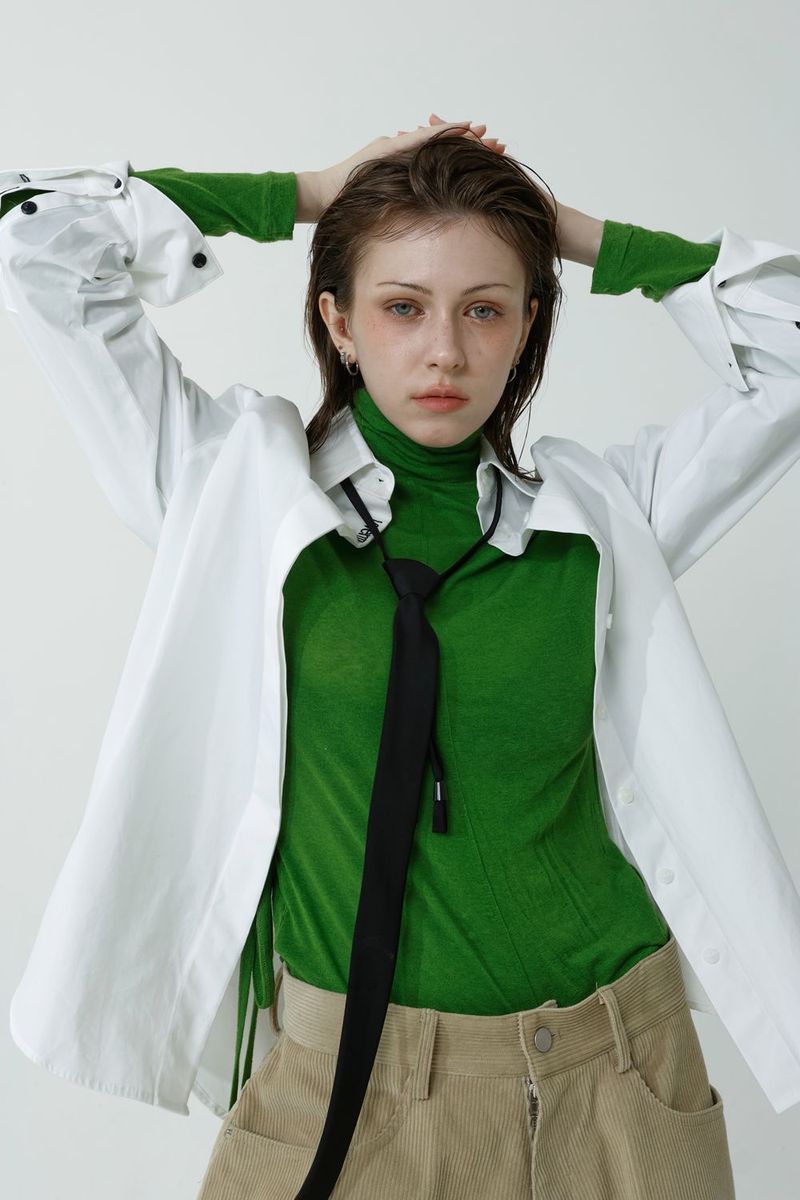 WOOL SPAN TURTLENECK T-SHIRT_OLIVE