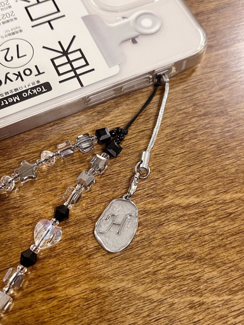 MY Initial Pendant Silver Phone Strap Key-Ring