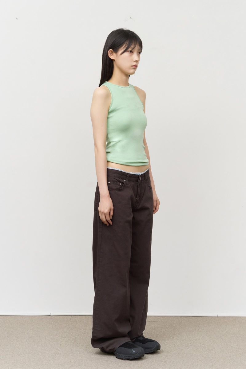 (W) Bean Ribbed Sleeveless