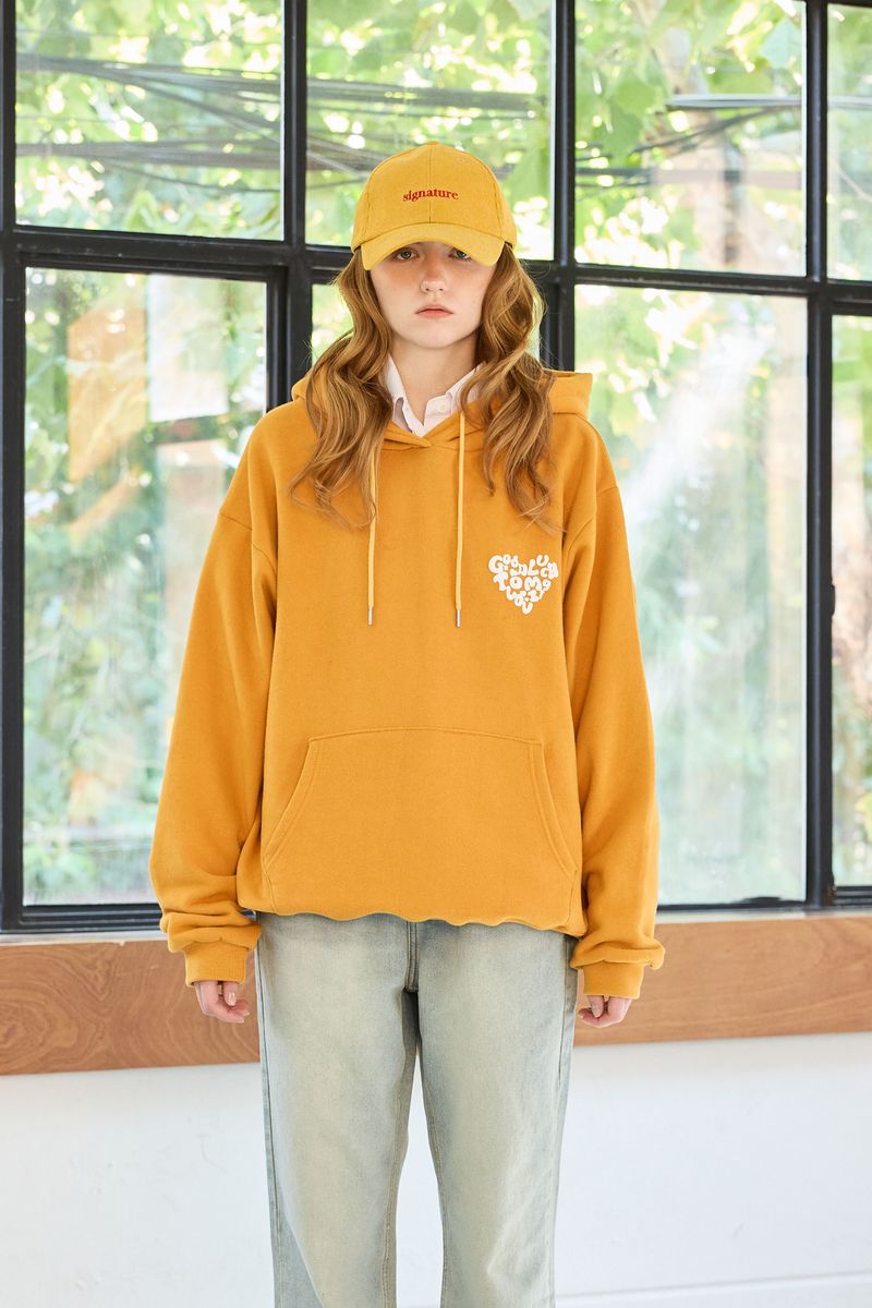 GOODLUCK HEART HOODIE / MUSTARD