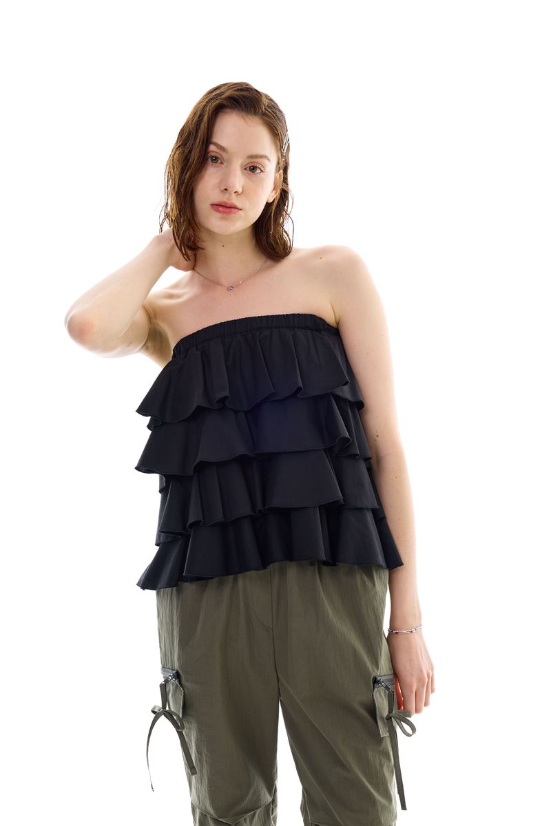 VIVA FRILL TOP SKIRT / BLACK