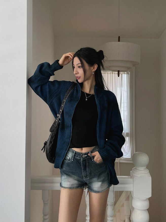 Cosy Spray Two-Way Knit Zip-Up