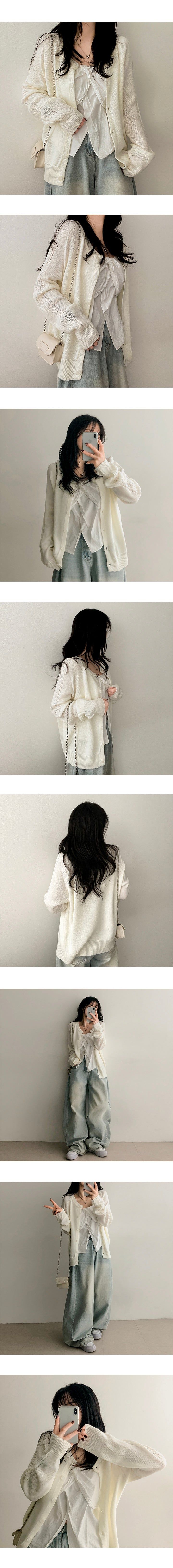 Dub Color Raglan Knit Cardigan