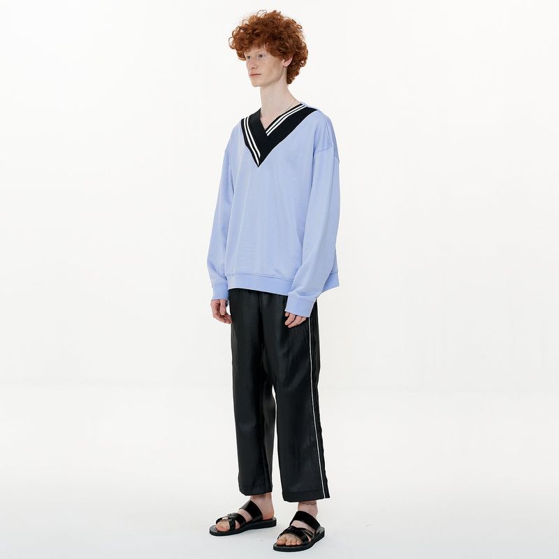 Overfit VV-neck Sweat Shirt [Violet]