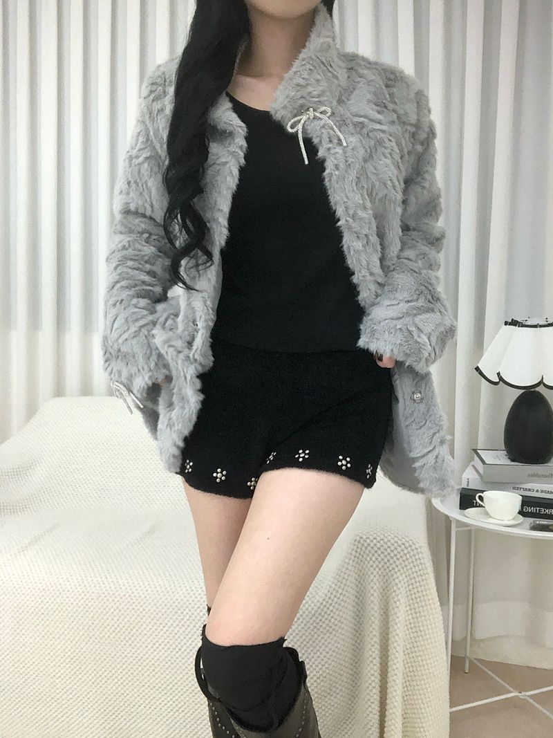 Vintage Creamy Ribbon Fur Jacket