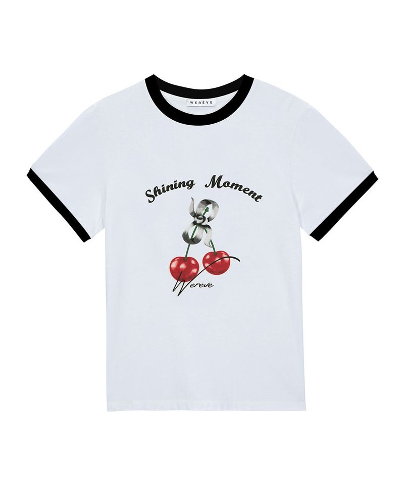 WEREVE（ウィレブ）の「Cherry ringer t-shirt_white/black（Tops）」