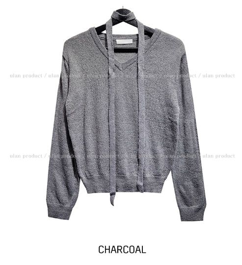 [Muffler set] Nana Wool V-neck Knit