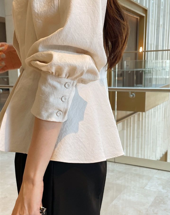 Annie V-neck Collar Double Wrap Jacket Blouse